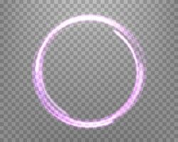 glühend lila Magie Ring. Neon- realistisch Energie Fackel Heiligenschein Ring. abstrakt Licht bewirken vektor