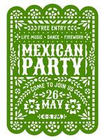 Mexikaner Party Flyer, papel Picado Papier Schnitt Banner vektor