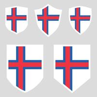 uppsättning av faroe öar flagga i skydda form ram vektor