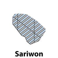 sariwon Karta. Karta av norr korea Land färgrik design, illustration design mall på vit bakgrund vektor