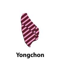 yongchon Karta. Karta av norr korea Land färgrik design, illustration design mall på vit bakgrund vektor