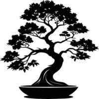 ein schwarz Silhouette von ein Bonsai Baum vektor