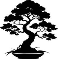 ein schwarz Silhouette von ein Bonsai Baum vektor