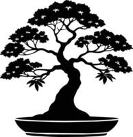 ein schwarz Silhouette von ein Bonsai Baum vektor