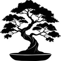 ein schwarz Silhouette von ein Bonsai Baum vektor