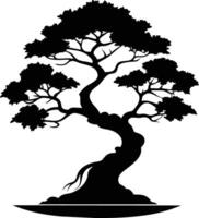 ein schwarz Silhouette von ein Bonsai Baum vektor