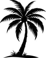 ein schwarz Silhouette von ein Kokosnuss Baum vektor