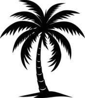 en svart silhuett av en kokos träd vektor