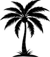 ein schwarz Silhouette von ein Kokosnuss Baum vektor