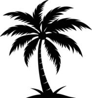 en svart silhuett av en kokos träd vektor