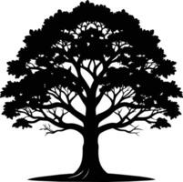 ein Eiche Baum mit Wurzeln Silhouette schwarz vektor