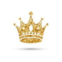 guld glitter krona på en vit bakgrund. magi kunglig krona. vektor