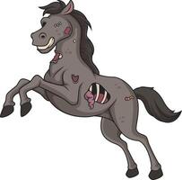 gruselig Zombie Pferd Karikatur Zeichnung vektor