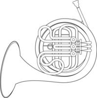lätt färg tecknad serie illustration av en franska horn isolerat på vit bakgrund vektor