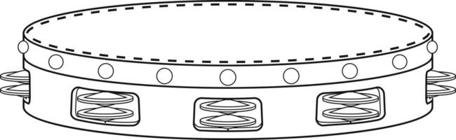 einfach Färbung Karikatur Illustration von ein Tambourin isoliert auf Weiß Hintergrund vektor