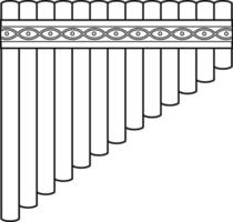 einfach Färbung Karikatur Illustration von ein Panflöte isoliert auf Weiß Hintergrund vektor