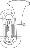 einfach Färbung Karikatur Illustration von ein Tuba isoliert auf Weiß Hintergrund vektor