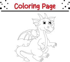 Drachen Färbung Buchseite. glücklich Tier Färbung Buch zum Kinder. vektor