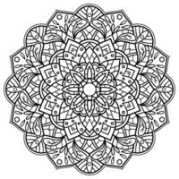 Blumen- Mandala mit Linie, kreisförmig Form, Zeichnung mit botanisch Thema, Färbung Buch Seite vektor