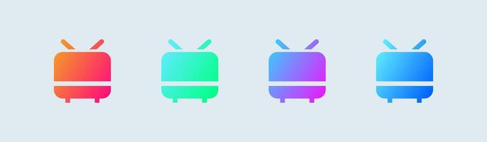 Fernsehen solide Symbol im Gradient Farben. retro Fernseher Zeichen Illustration. vektor