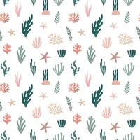 Seetang nahtlos Muster. Hand gezeichnet Pflanzen botanisch Textur. großartig zum Stoff, Textil, Kleidung, Schläger, Digital Papier. isoliert auf Weiß Hintergrund vektor