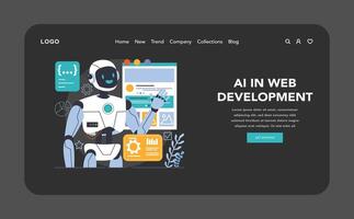 ai integration mörk eller natt läge webb, landning. artificiell intelligens vektor
