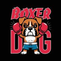 Boxer Hund Karikatur t Hemd Design vektor