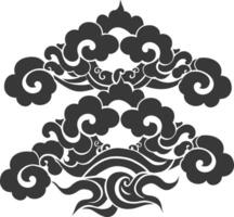 silhuett kinesisk moln symbol svart Färg endast vektor