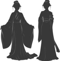 Silhouette unabhängig Chinesisch Frauen tragen Hanfu schwarz Farbe nur vektor