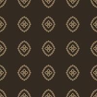 traditionell schwarz ethnisch Motive Ikat geometrisch Stoff Muster Kreuz Stich.ikat Stickerei ethnisch orientalisch Pixel braun Hintergrund. Abstrakt, Illustration. Textur, Dekoration, Tapete. vektor