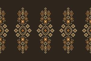 traditionell schwarz ethnisch Motive Ikat geometrisch Stoff Muster Kreuz Stich.ikat Stickerei ethnisch orientalisch Pixel braun Hintergrund. Abstrakt, Illustration. Textur, Dekoration, Tapete. vektor