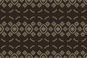 traditionell schwarz ethnisch Motive Ikat geometrisch Stoff Muster Kreuz Stich.ikat Stickerei ethnisch orientalisch Pixel braun Hintergrund. Abstrakt, Illustration. Textur, Dekoration, Tapete. vektor