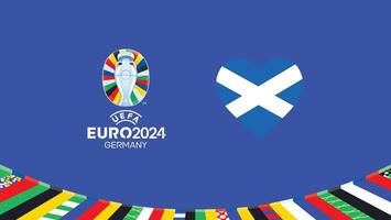 euro 2024 skottland emblem hjärta lag design med officiell symbol logotyp abstrakt länder europeisk fotboll illustration vektor
