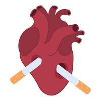 ungesund Herz beschädigt durch Rauchen vektor