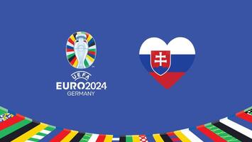 euro 2024 slovakia flagga hjärta lag design med officiell symbol logotyp abstrakt länder europeisk fotboll illustration vektor