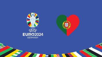 euro 2024 portugal emblem hjärta lag design med officiell symbol logotyp abstrakt länder europeisk fotboll illustration vektor