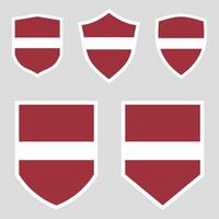uppsättning av lettland flagga i skydda form ram vektor