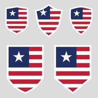 uppsättning av Liberia flagga i skydda form ram vektor