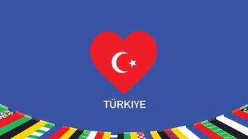 turkiye flagga hjärta lag europeisk nationer 2024 abstrakt länder europeisk Tyskland fotboll symbol logotyp design illustration vektor