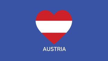 Österreich Flagge Herz Teams europäisch Nationen 2024 abstrakt Länder europäisch Deutschland Fußball Symbol Logo Design Illustration vektor