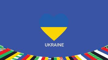 Ukraine Flagge Herz Teams europäisch Nationen 2024 abstrakt Länder europäisch Deutschland Fußball Symbol Logo Design Illustration vektor