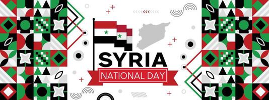 syrien nationell dag baner abstrakt firande geometrisk dekoration design grafisk konst webb bakgrund vektor
