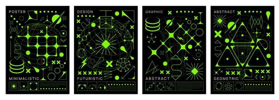 Acid brutal y2k Poster, abstrakt geometrisch Formen vektor