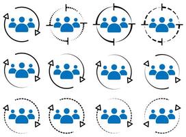 användare personal rotation tecken, mål publik symbol, bibehållande tecken, kund ikon, kund klient återvändande illustration. vektor