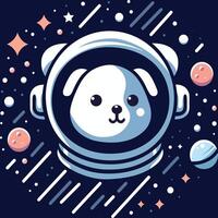 astronaut hund logotyp vektor