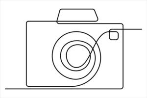 kontinuierlich Single Linie Zeichnung Linie Kunst von retro Foto Kamera Symbol Illustration vektor