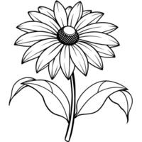 svart ögon Susan blomma översikt illustration färg bok sida design, azalea blomma svart och vit linje konst teckning färg bok sidor för barn och vuxna vektor