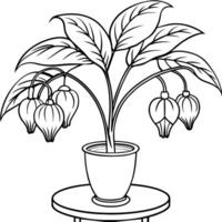 blödning hjärta blomma översikt illustration färg bok sida design, blödning hjärta blomma svart och vit linje konst teckning färg bok sidor för barn och vuxna vektor