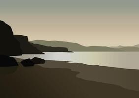 strand panorama. illustration i platt stil. vektor