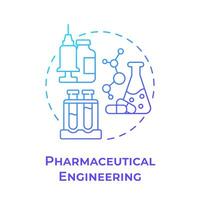 pharmazeutische Ingenieurwesen Blau Gradient Konzept Symbol. medizinisch Chemie. Labor Ausrüstung. runden gestalten Linie Illustration. abstrakt Idee. Grafik Design. einfach zu verwenden im Präsentation vektor